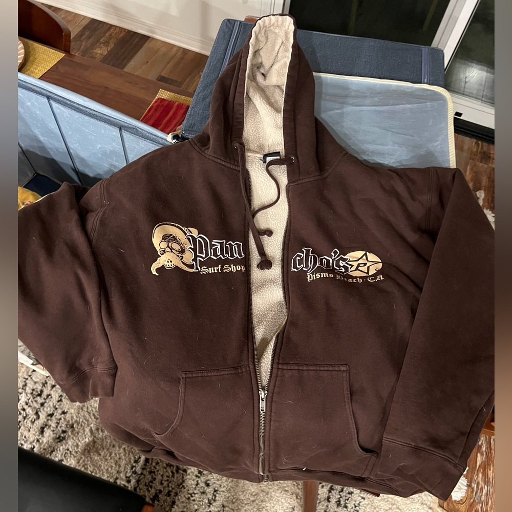 Brown Hoodie Jacket with Embroidered Design